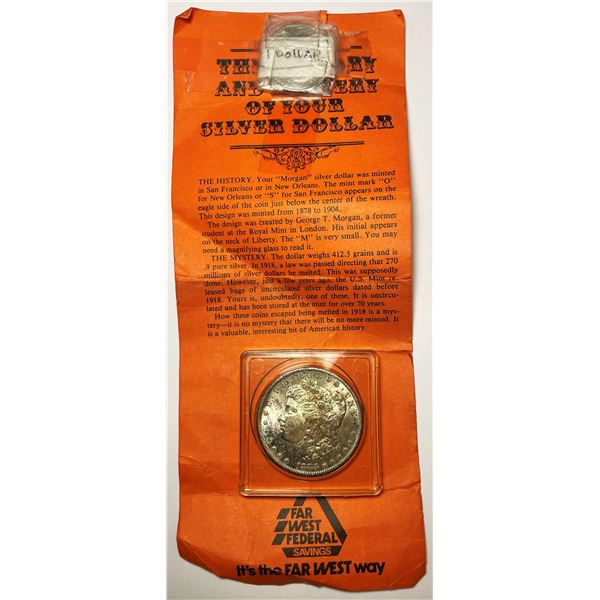 Souvenir Far West Savings 18863  Morgan Silver Dollar Mint Condition
