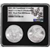 Image 1 : 2021 $1 American Silver Eagle Transitional (2) Coin Set NGC Uncirculated First/Final Boxes