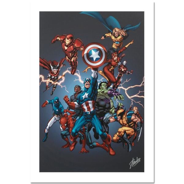 Stan Lee - Marvel Comics "Official Handbook: Avengers 2005" Giclee On Canvas