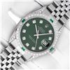 Image 2 : Rolex Men's Stainless Steel Green Diamond & Emerald Datejust Wristwatch