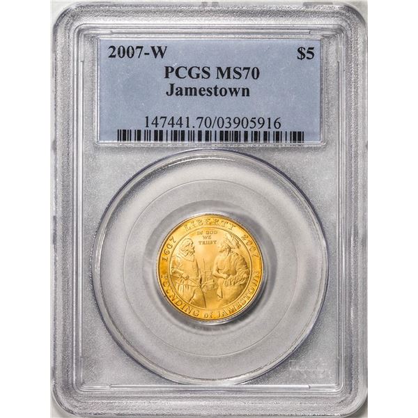 2007-W $5 Jamestown Commemorative Gold Coin PCGS MS70