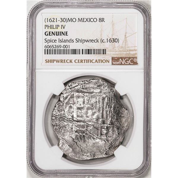 Spice Islands Shipwreck (1621-30)MO Mexico 8 Reales Philip IV Silver Coin NGC Genuine