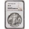 Image 1 : 1993 $1 American Silver Eagle Coin NGC MS70