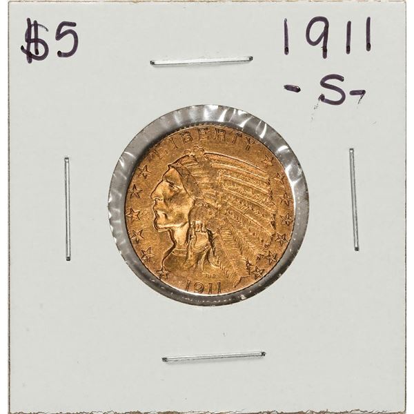 1911-S $5 Indian Head Half Eagle Gold Coin