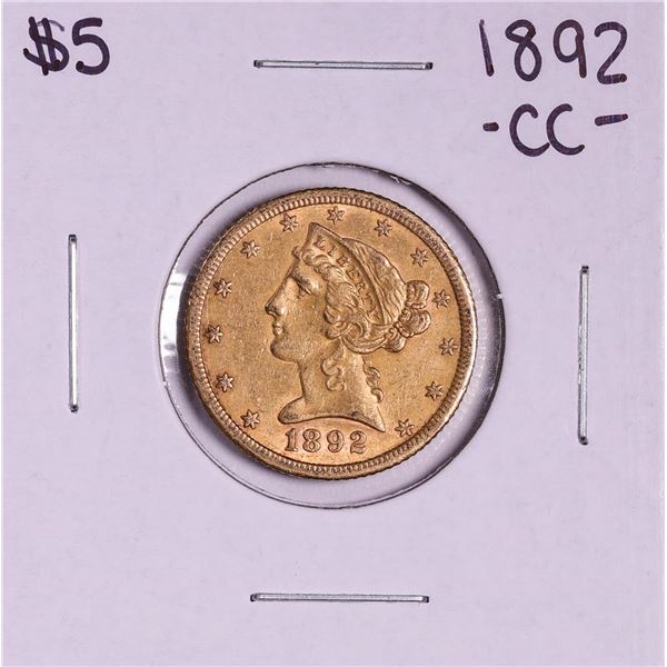 1892-CC $5 Liberty Head Half Eagle Gold Coin