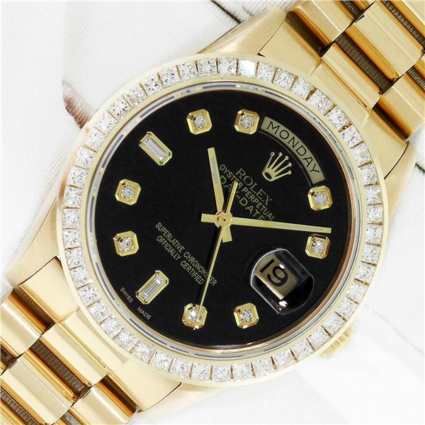 Rolex Men's 18K Yellow Gold Diamond Day Date Presidential Wristwatch