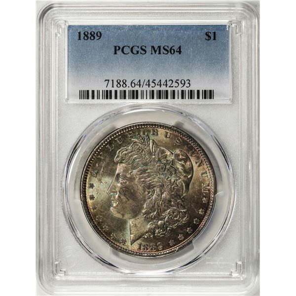 1889 $1 Morgan Silver Dollar Coin PCGS MS64 Nice Toning