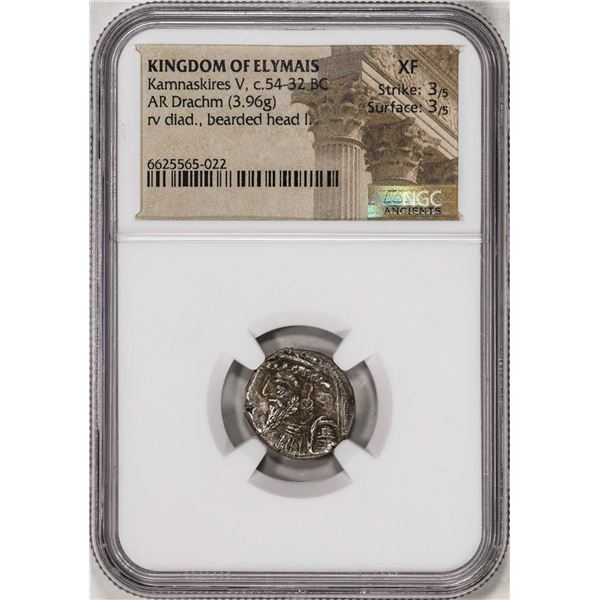 54-32 BC Kingdom of Elymais Kamnaskires AR Drachm Ancient Coin NGC XF