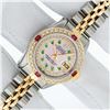 Image 2 : Rolex Ladies Two Tone Pink MOP Emerald, Ruby and Diamond Datejust Wristwatch