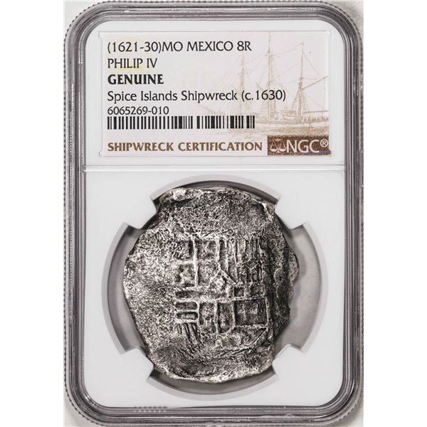 Spice Islands Shipwreck (1621-30)MO Mexico 8 Reales Philip IV Silver Coin NGC Genuine