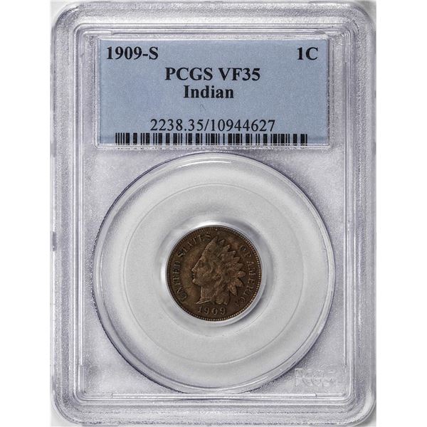 1909-S Indian Head Cent Coin PCGS VF35