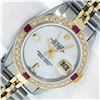 Image 1 : Rolex Ladies Two Tone Mother of Pearl Diamond & Ruby Datejust Wristwatch