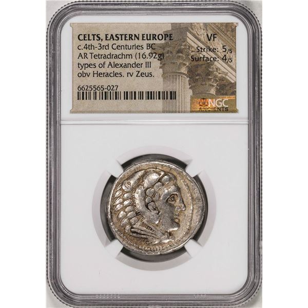 4th-3rd Centuries BC Celts, Eastern Europe AR Tetradrachm Alexander III Coin NGC VF