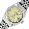 Rolex Ladies Stainless Steel Yellow Diamond Datejust Wristwatch
