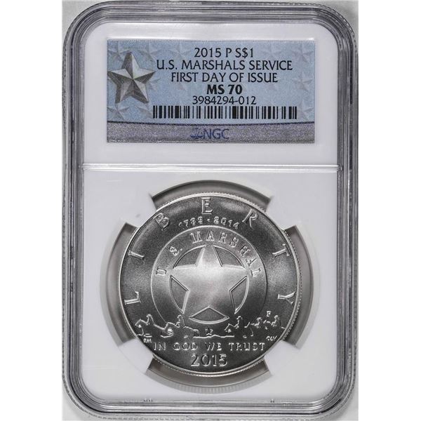 2015P $1 U.S. Marshals Service Commemorative Silver Dollar Coin NGC MS70 FDOI