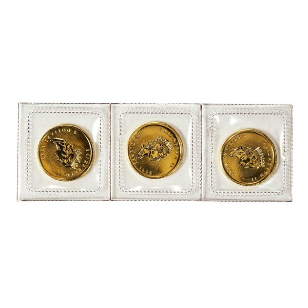 Lot of (3) Sealed 1999 Canadian $5 Maple Leaf Gold Coins