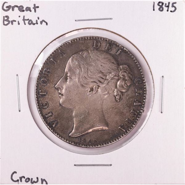 1845 Great Britain Crown Silver Coin