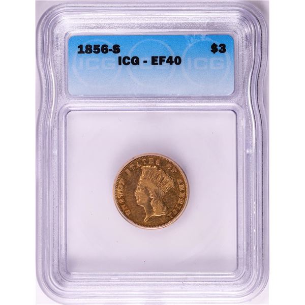 1856-S $3 Indian Princess Head Gold Coin ICG EF40