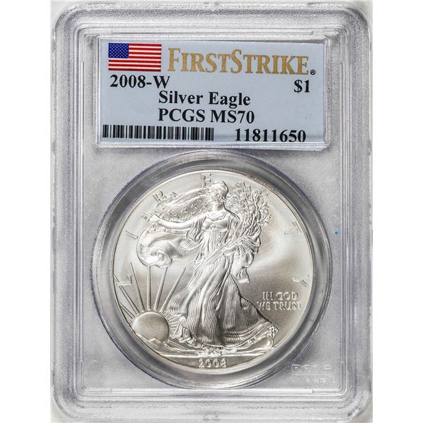 2008-W $1 Burnished American Silver Eagle Coin PCGS MS70 First Strike