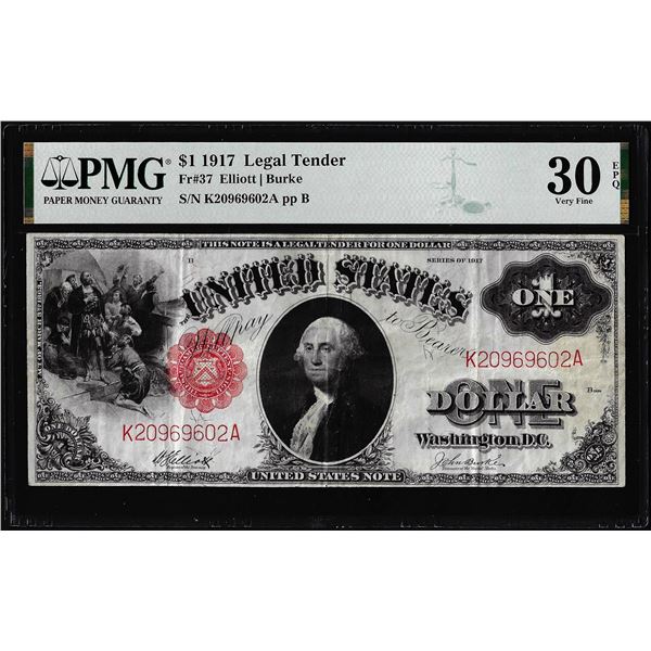 1917 $1 Legal Tender Note Fr.37 PMG Very Fine 30EPQ