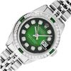 Image 2 : Rolex Ladies Stainless Steel Green Vignette Diamond & Emerald Datejust Wristwatch