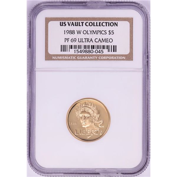 1988-W $5 Proof Olympics Commemorative Gold Coin NGC PF69 Ultra Cameo