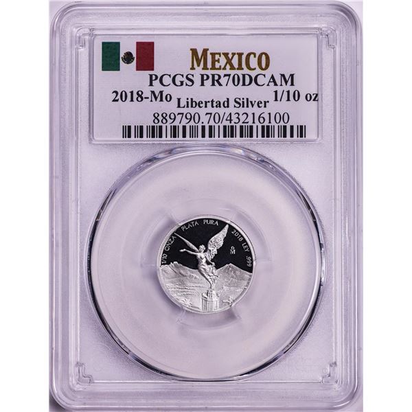 2018-Mo Mexico Proof 1/10 oz Silver Libertad Coin PCGS PR70DCAM