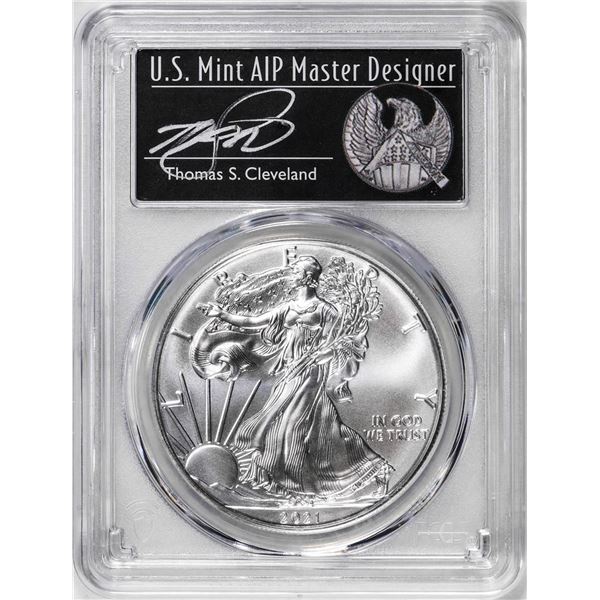 2021-(S) Ty. 1 $1 American Silver Eagle Coin PCGS MS70 Cleveland Signature FDOI