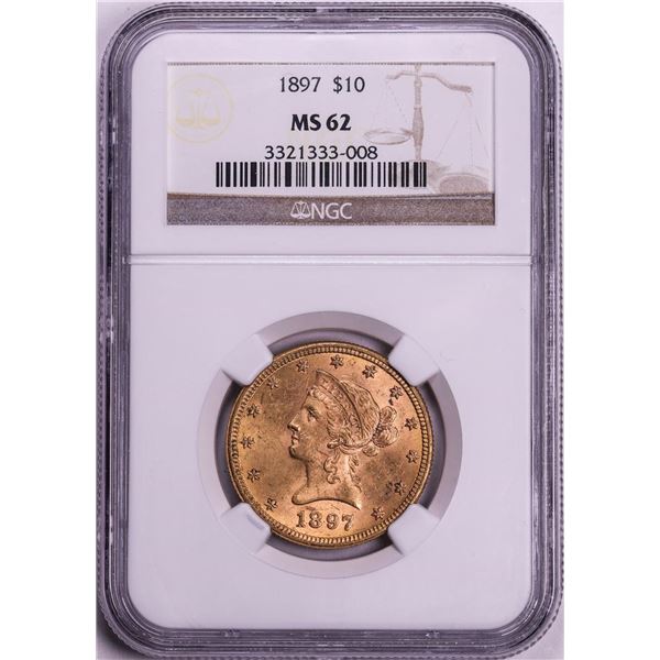 1897 $10 Liberty Head Eagle Gold Coin NGC MS62