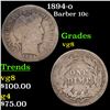 Image 1 : 1894-o Barber Dime 10c Grades vg, very good