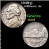 Image 1 : 1949-p Jefferson Nickel 5c Grades Select Unc