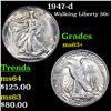 Image 1 : 1947-d Walking Liberty Half Dollar 50c Grades Select+ Unc