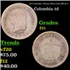 1872 Colombia 1 Decimo Silver Coin KM-151.1 Grades f+