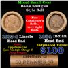 Image 1 : Mixed small cents 1c orig shotgun roll, 1913-d Wheat Cent, 1864 Indian Cent other end, Brinks Wrappe