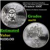 1986 France 100 Francs Piedfort Silver Coin Statue of Liberty KM-960 Grades ms70, Perfection