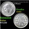 1943D Australia Threepence 3 Pence KM-37 Grades Select+ Unc