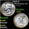 Image 1 : 1958-d Washington Quarter 25c Grades GEM+ Unc