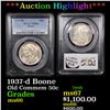 Image 1 : ***Auction Highlight*** PCGS 1937-d Boone Old Commem Half Dollar 50c Graded ms66 By PCGS (fc)