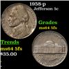 Image 1 : 1958-p Jefferson Nickel 5c Grades Choice Unc 5fs