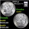 Image 1 : 1921-p Morgan Dollar $1 Grades GEM+ Unc By SEGS
