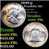 Image 1 : 1949-p Franklin Half Dollar 50c Grades Choice Unc+ FBL