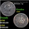 1724 Great Britain 1/2 Penny, George I KM-557 Grades vf+