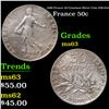 1899 France 50 Centimes Silver Coin KM-854 Grades Select Unc