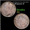 1912 Belgium 1 Franc, Silver KM-72 Grades f+