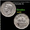 1950 Canada 5c, George VI KM-42 Grades AU, Almost Unc