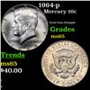 Image 1 : 1964-p Mercury Dime 10c Grades GEM Unc