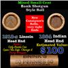Image 1 : Mixed small cents 1c orig shotgun roll, 1918-s Wheat Cent, 1864 Indian Cent other end, Brinks Wrappe