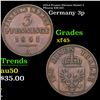 1851A Prussia (German States) 3 Pfennig KM-453 Grades xf+