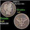 Image 1 : 1901-s Barber Half Dollars 50c Grades vg, very good