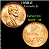 Image 1 : 1958-d Lincoln Cent 1c Grades Gem+ Unc RD